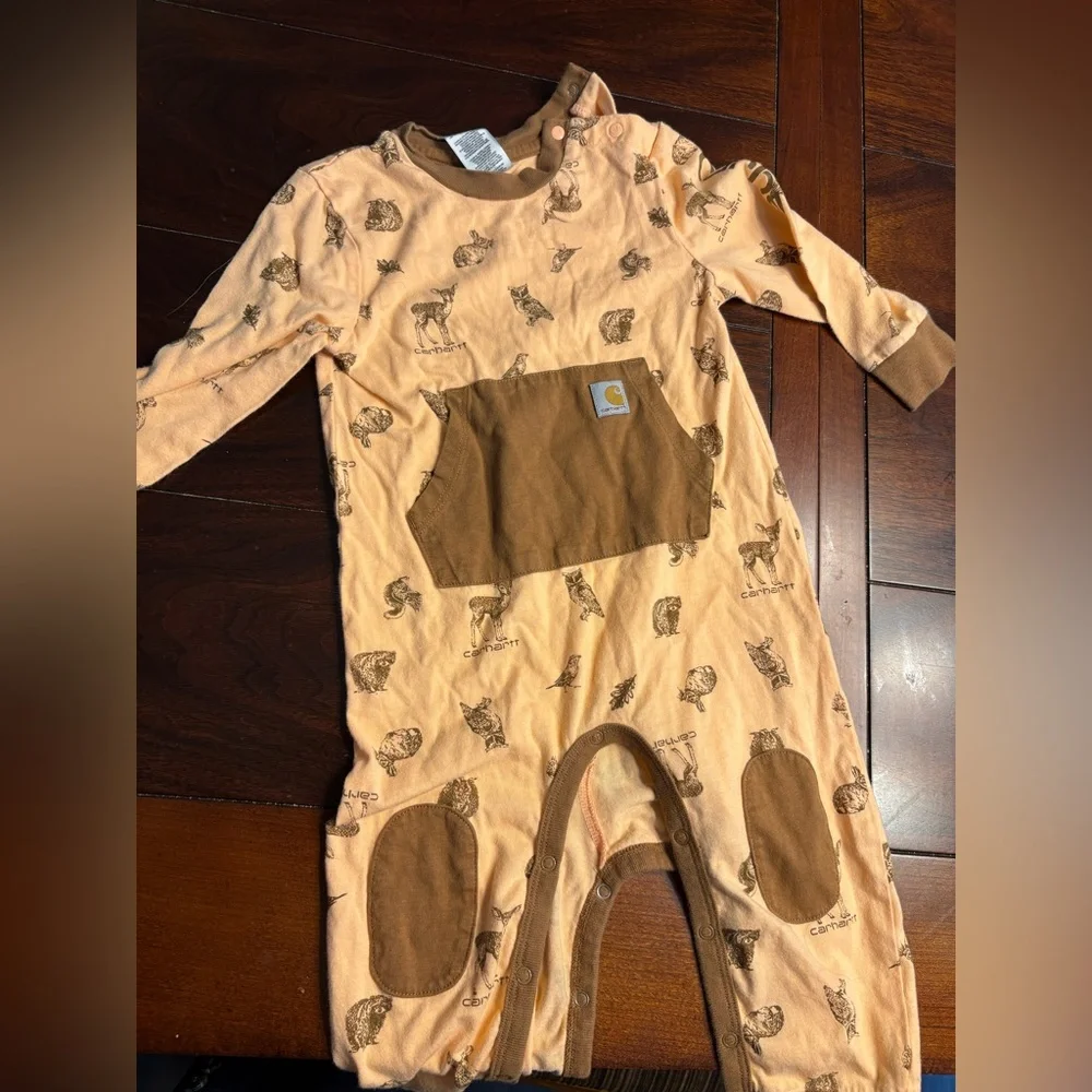 Carhartt Kids Brown & Tan Deer Print One-Piece Footies - 2-Pack